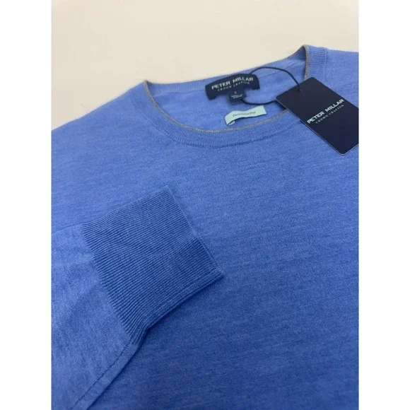 NWT Peter Millar Excursionist Flex Crewneck‎ Sweater MRNA Marina Blue SMALL $298